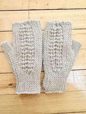 Hand-Crochet Light Tan Fingerless Mittens